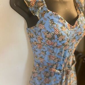 Lily Rose Blue Floral Dress xs double lined lightly padded